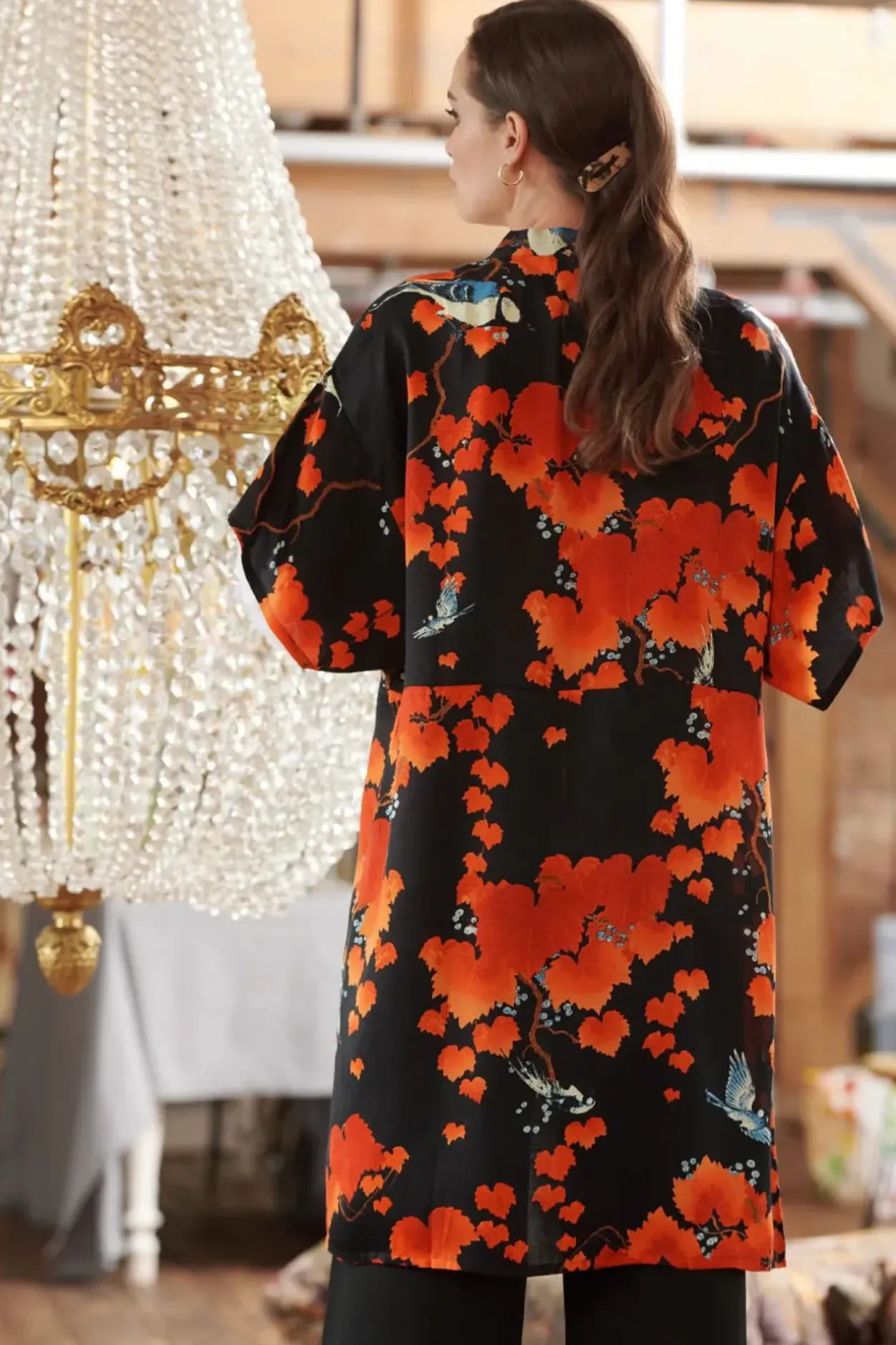 Outlet One Hundred Stars Acer Black Midi Kimono