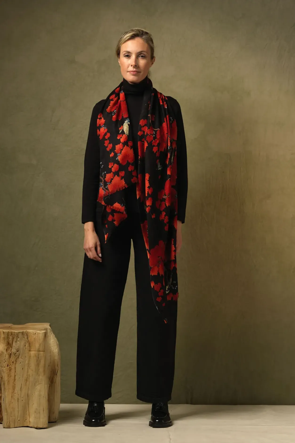 Hot One Hundred Stars Acer Black Wool Scarf