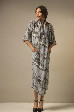 New One Hundred Stars Ancient Columns Charcoal Rachel Dress