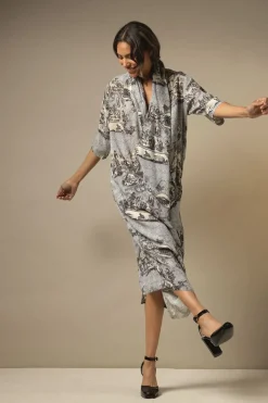 New One Hundred Stars Ancient Columns Charcoal Rachel Dress