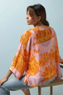 Online One Hundred Stars Ancient Columns Orange Kimono
