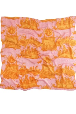 One Hundred Stars Ancient Columns Orange Silk Scarf