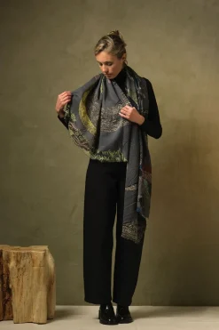 Clearance One Hundred Stars Bird Ink Wool Scarf