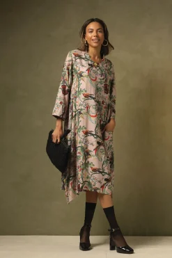 One Hundred Stars Chinoiserie Pink Asymmetric Dress