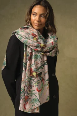 Hot One Hundred Stars Chinoiserie Pink Scarf