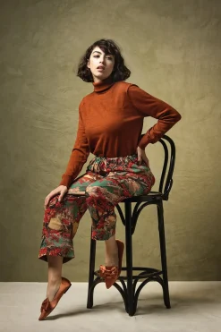 Hot One Hundred Stars Country Toile Berry Crepe Pants