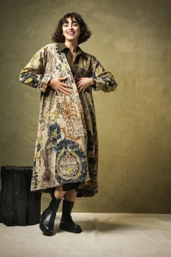 Outlet One Hundred Stars Dhurrie Taupe Velvet Duster Coat