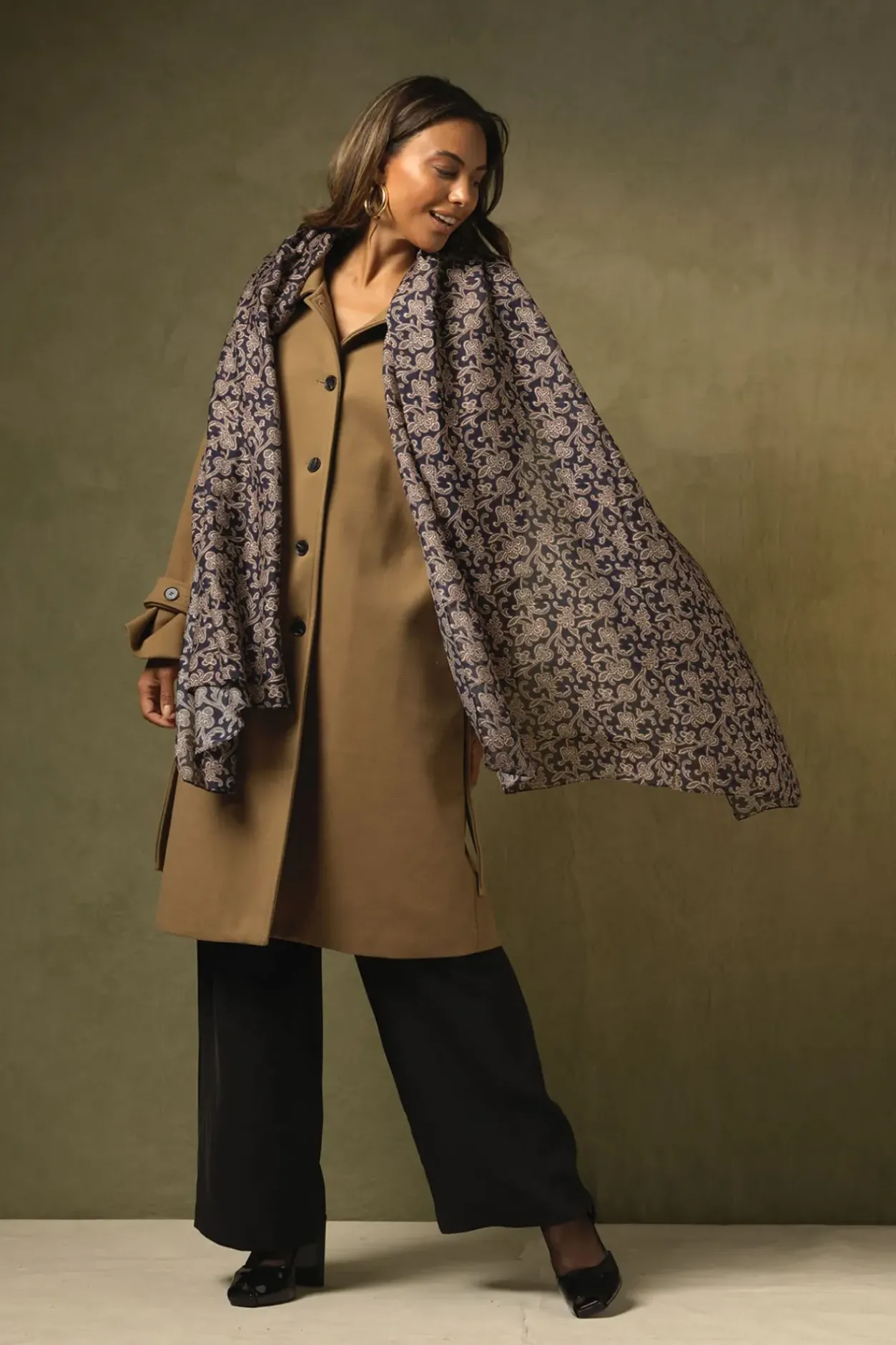 One Hundred Stars Floral Paisley Blue Scarf