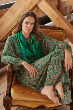 Best One Hundred Stars Floral Paisley Green Boho Dress