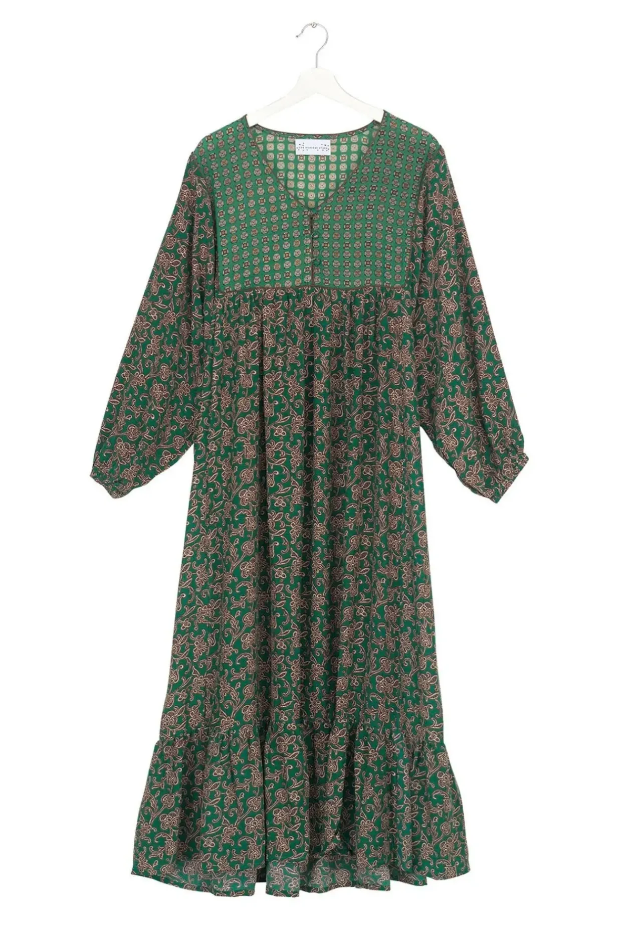 Best One Hundred Stars Floral Paisley Green Boho Dress