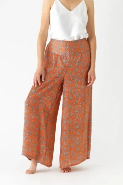 Clearance One Hundred Stars Floral Paisley Orange Palazzo Pant