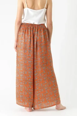 Clearance One Hundred Stars Floral Paisley Orange Palazzo Pant