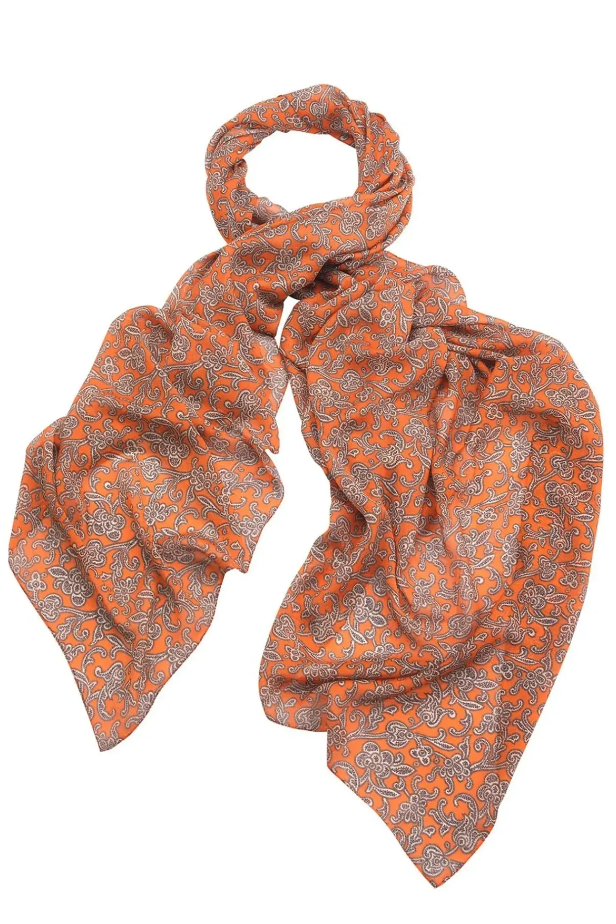 One Hundred Stars Floral Paisley Orange Scarf