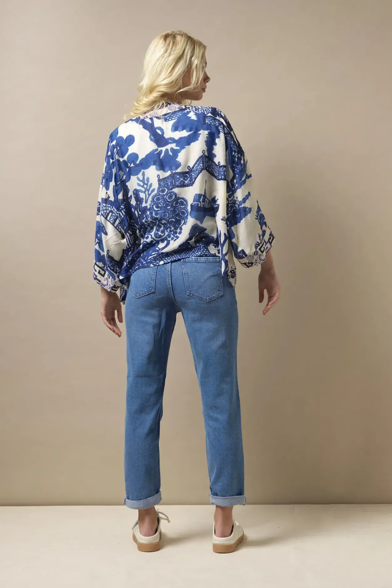 Clearance One Hundred Stars Giant Willow Blue Kimono