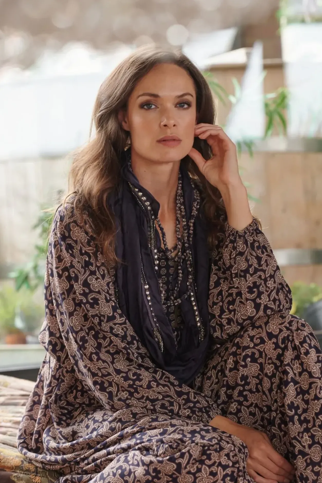 Best One Hundred Stars Indian Heritage Blue Necklace Scarf