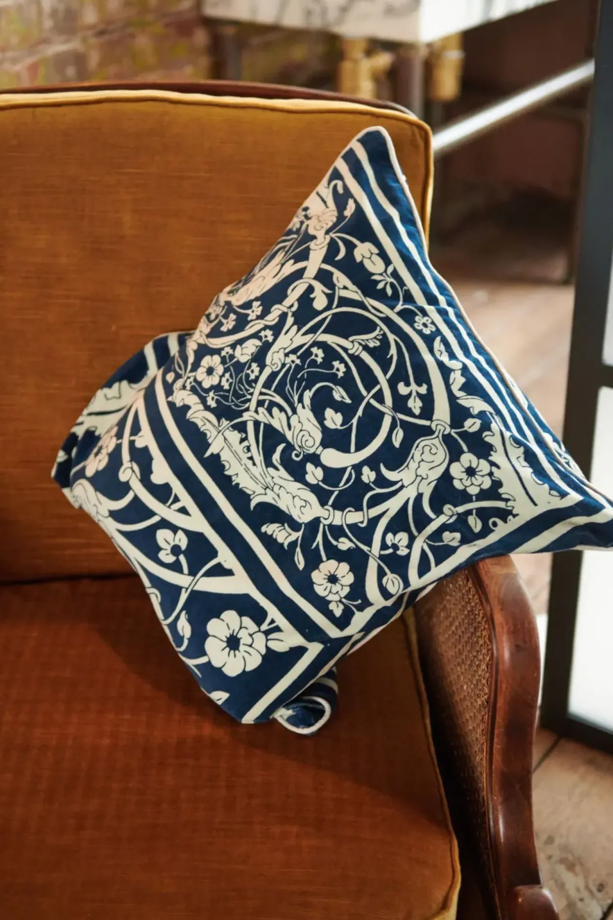 Online One Hundred Stars Jaipur Blue Velvet Cushion