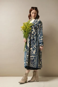 Online One Hundred Stars Jaipur Blue Velvet Duster Coat
