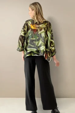 Best One Hundred Stars Kew Evergreen Black Kimono