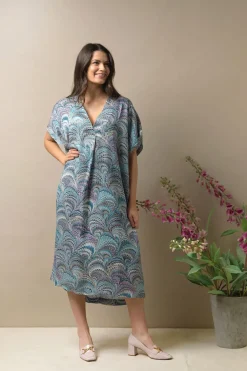 Sale One Hundred Stars Marbled Blue Shift Dress