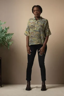 New One Hundred Stars Marbled Green Pippa Top