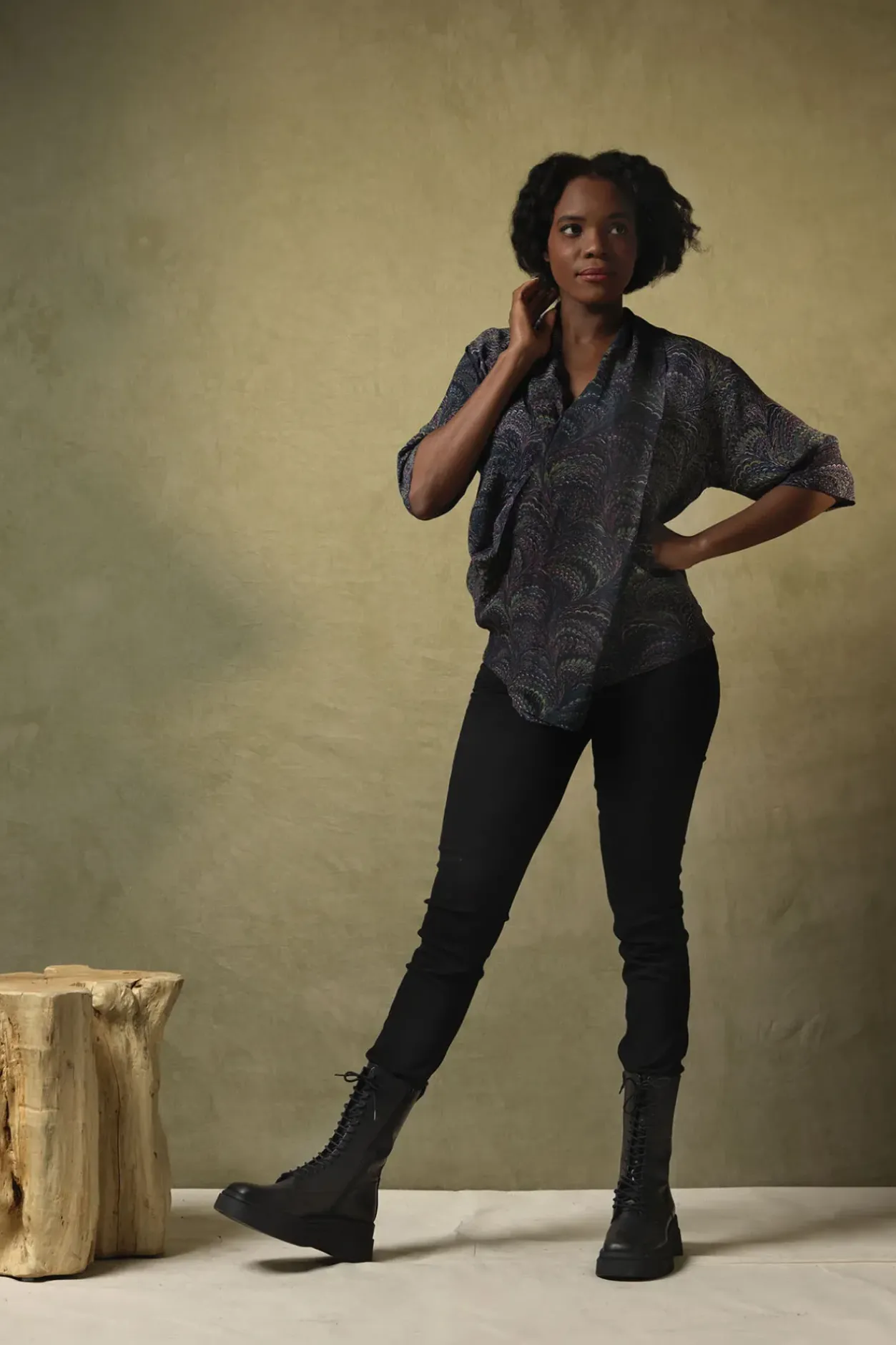 Hot One Hundred Stars Marbled Indigo Rachel Top