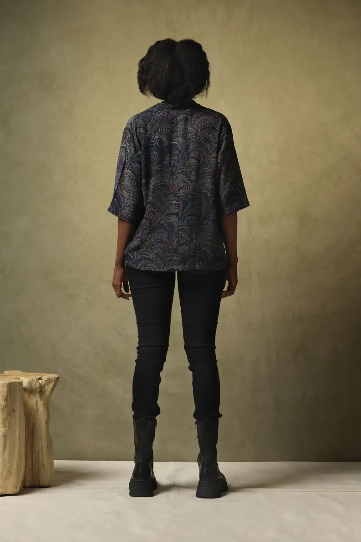 Hot One Hundred Stars Marbled Indigo Rachel Top