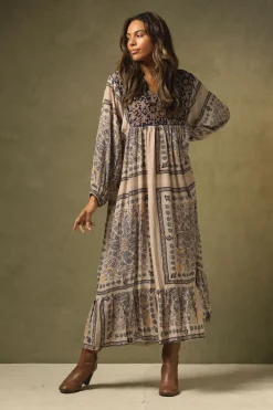 One Hundred Stars Mehndi Blue Boho Dress