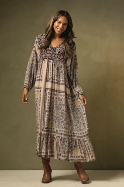 One Hundred Stars Mehndi Blue Boho Dress