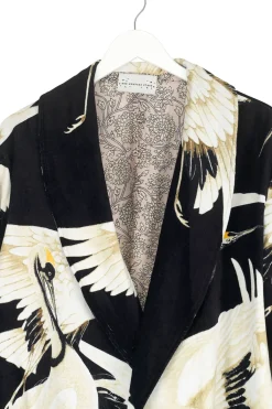 One Hundred Stars Stork Black Velvet Boyfriend Jacket