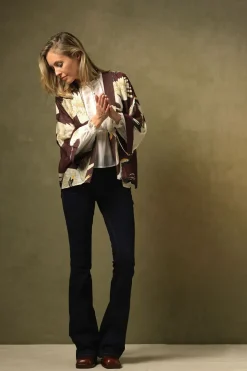 New One Hundred Stars Stork Burgundy Kimono