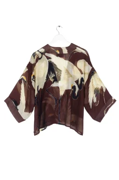 New One Hundred Stars Stork Burgundy Kimono