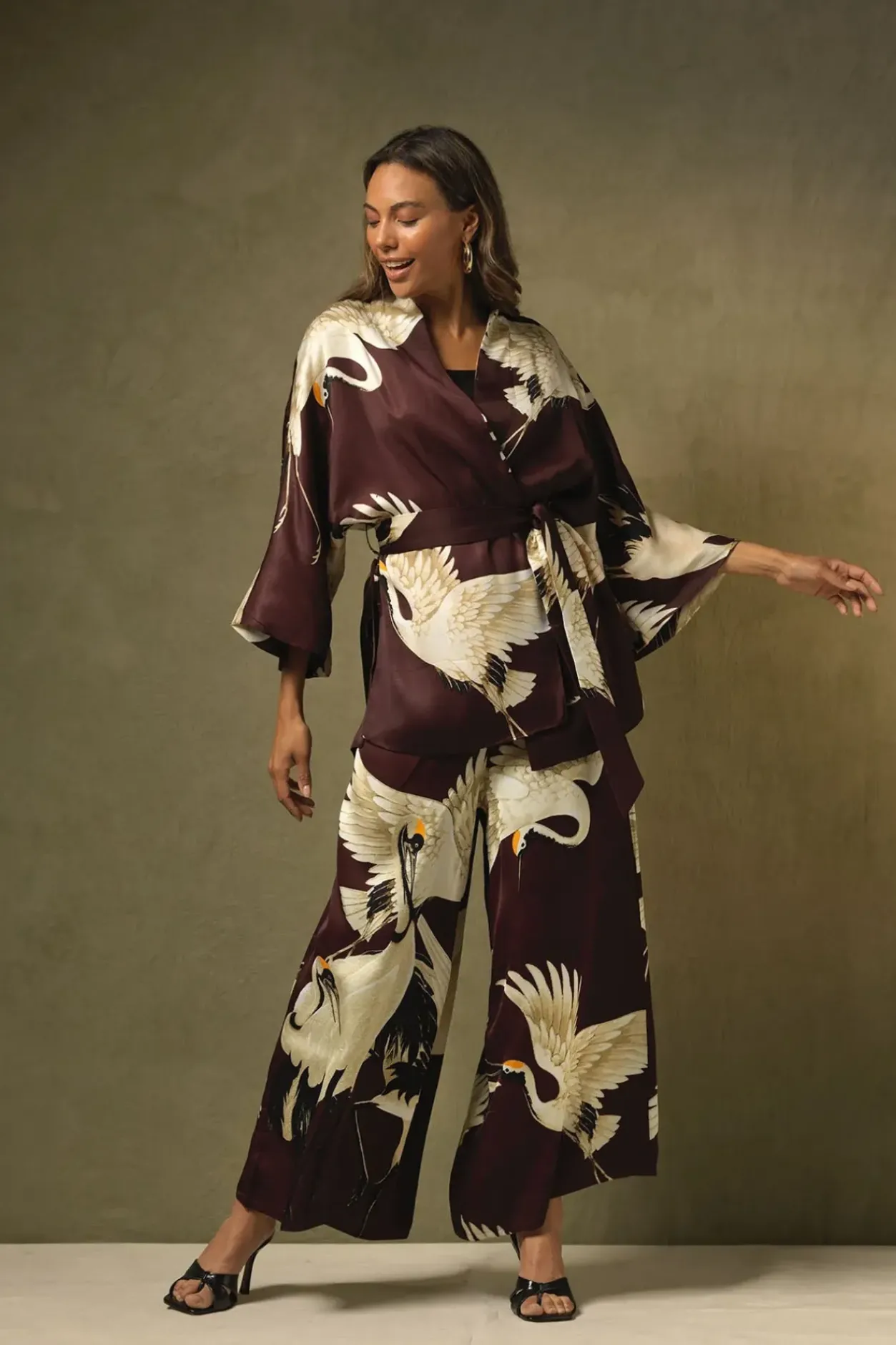 Outlet One Hundred Stars Stork Burgundy Palazzo Pant