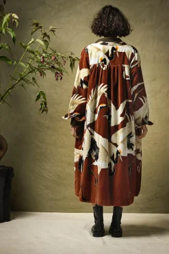 Best One Hundred Stars Stork Cigar Velvet Duster Coat