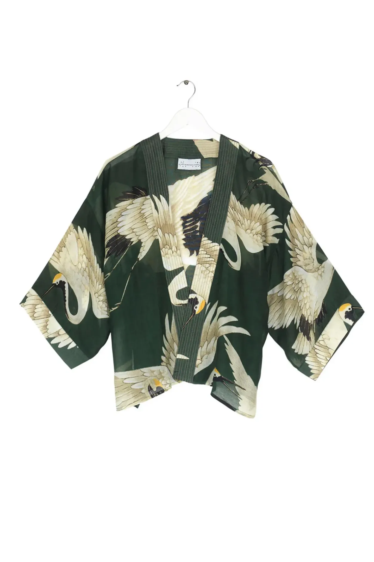 New One Hundred Stars Stork Forest Green Kimono