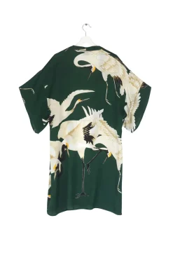 Outlet One Hundred Stars Stork Forest Green Midi Kimono