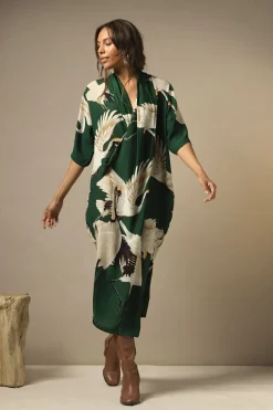One Hundred Stars Stork Forest Green Rachel Dress