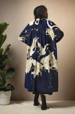 Discount One Hundred Stars Stork Navy Velvet Duster Coat