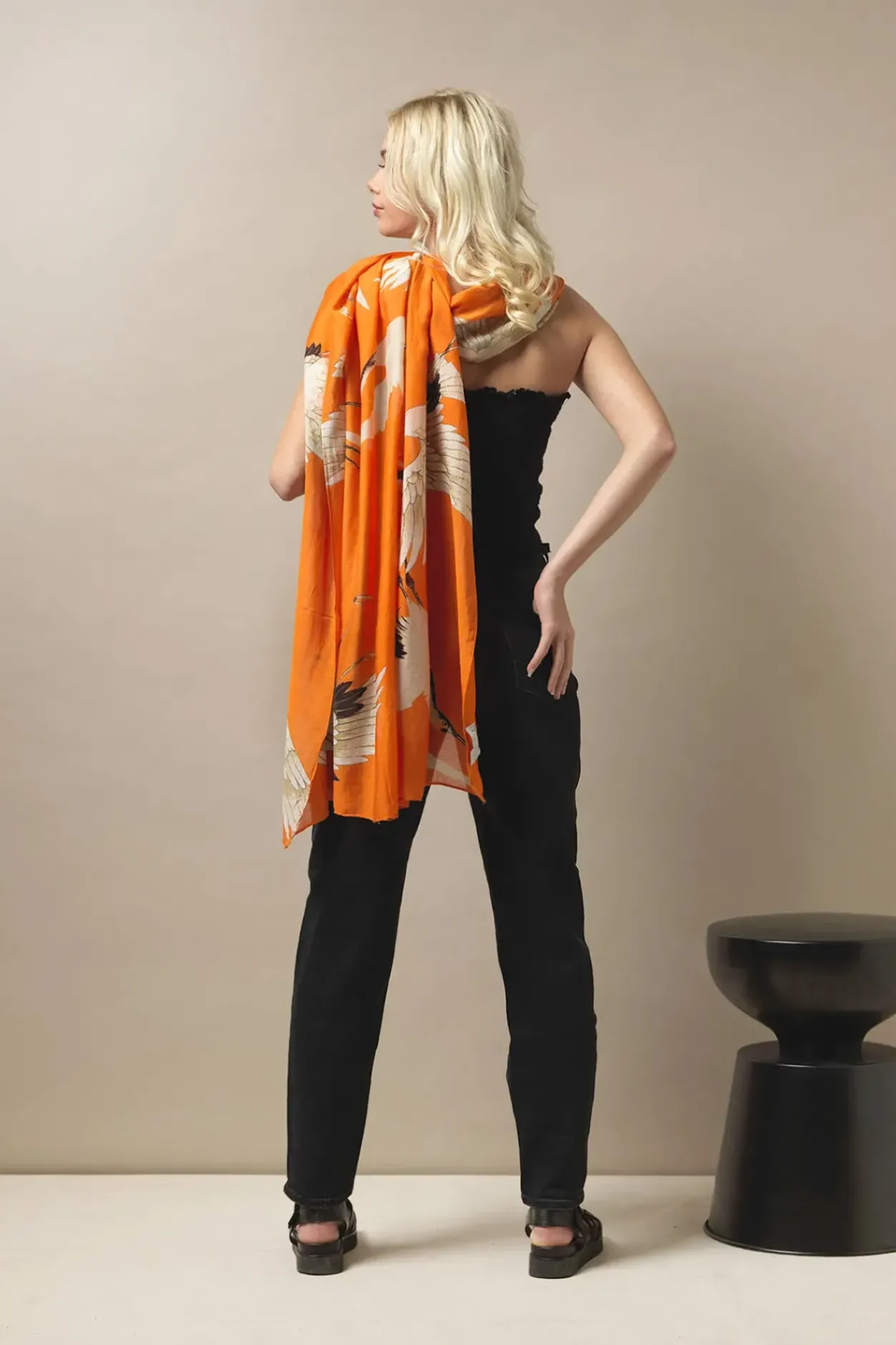 New One Hundred Stars Stork Orange Scarf