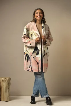 Sale One Hundred Stars Stork Pink Velvet Boyfriend Jacket