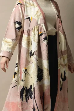 Online One Hundred Stars Stork Pink Velvet Duster Coat