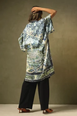 Online One Hundred Stars Tapestry Sea Midi Kimono