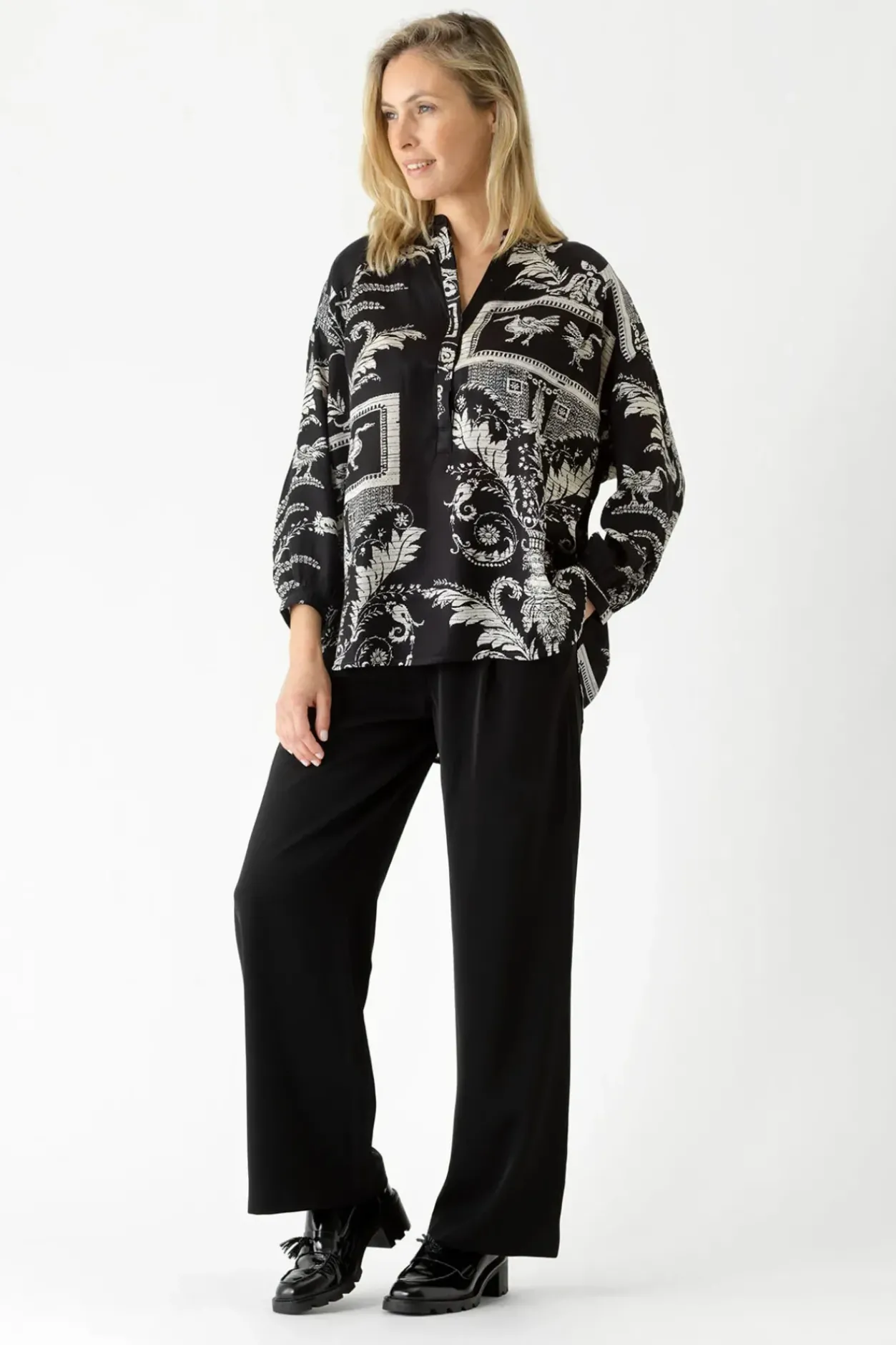 Online One Hundred Stars Vintage Damask Black Darcy Shirt