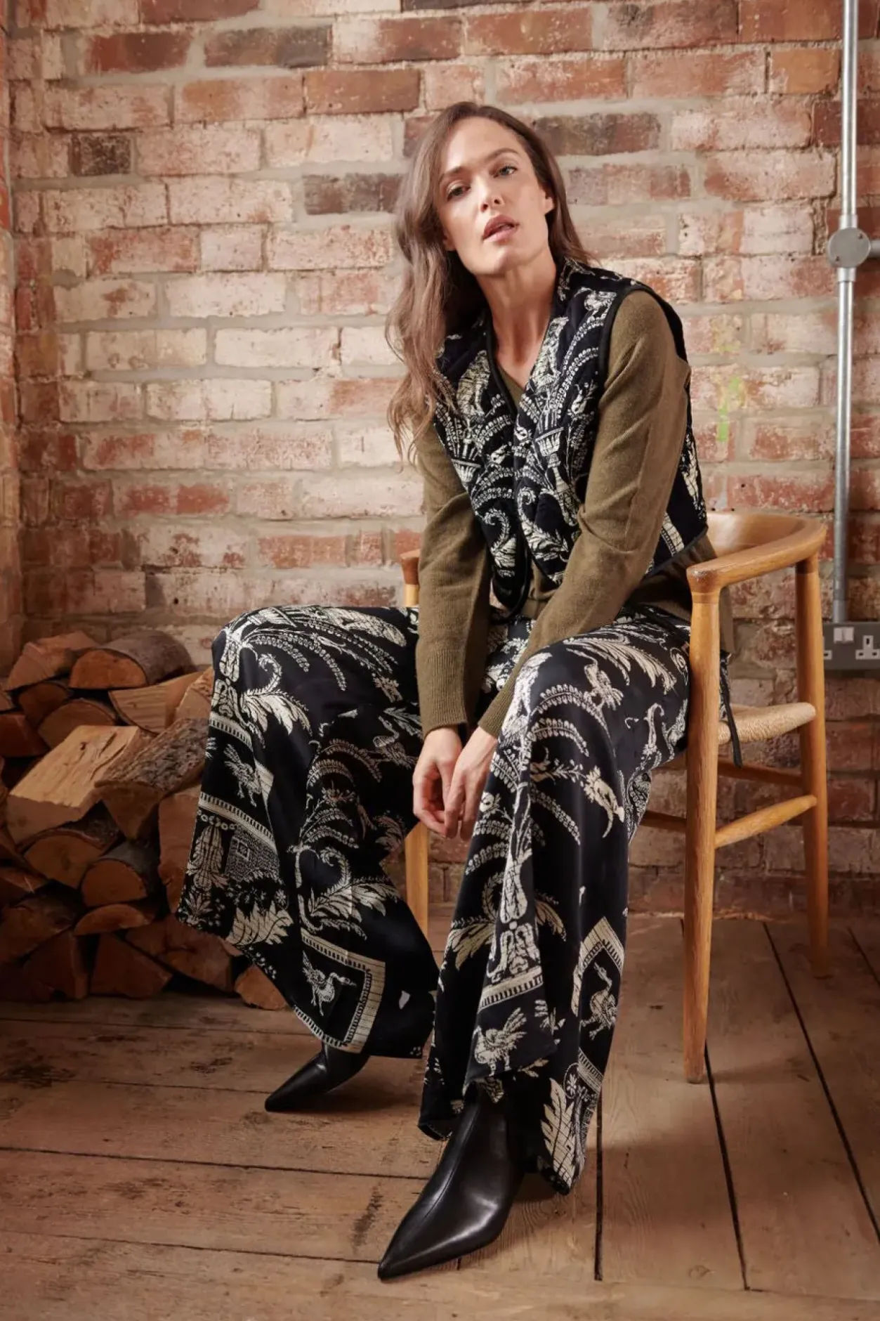 New One Hundred Stars Vintage Damask Black Gilet