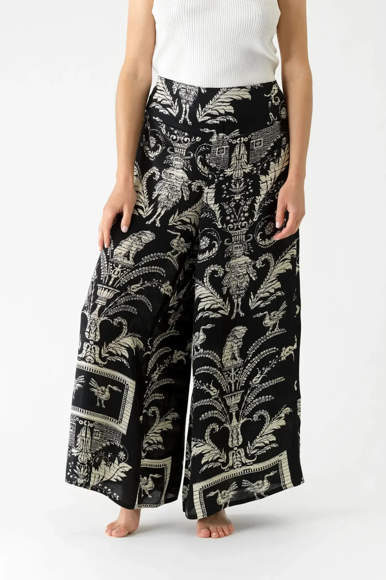 Clearance One Hundred Stars Vintage Damask Black Palazzo Pant