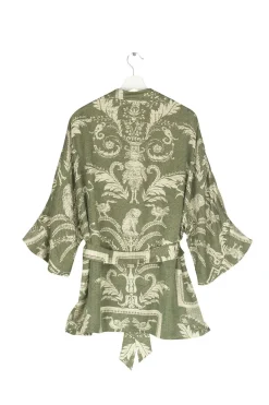 New One Hundred Stars Vintage Damask Sage Wrap Jacket