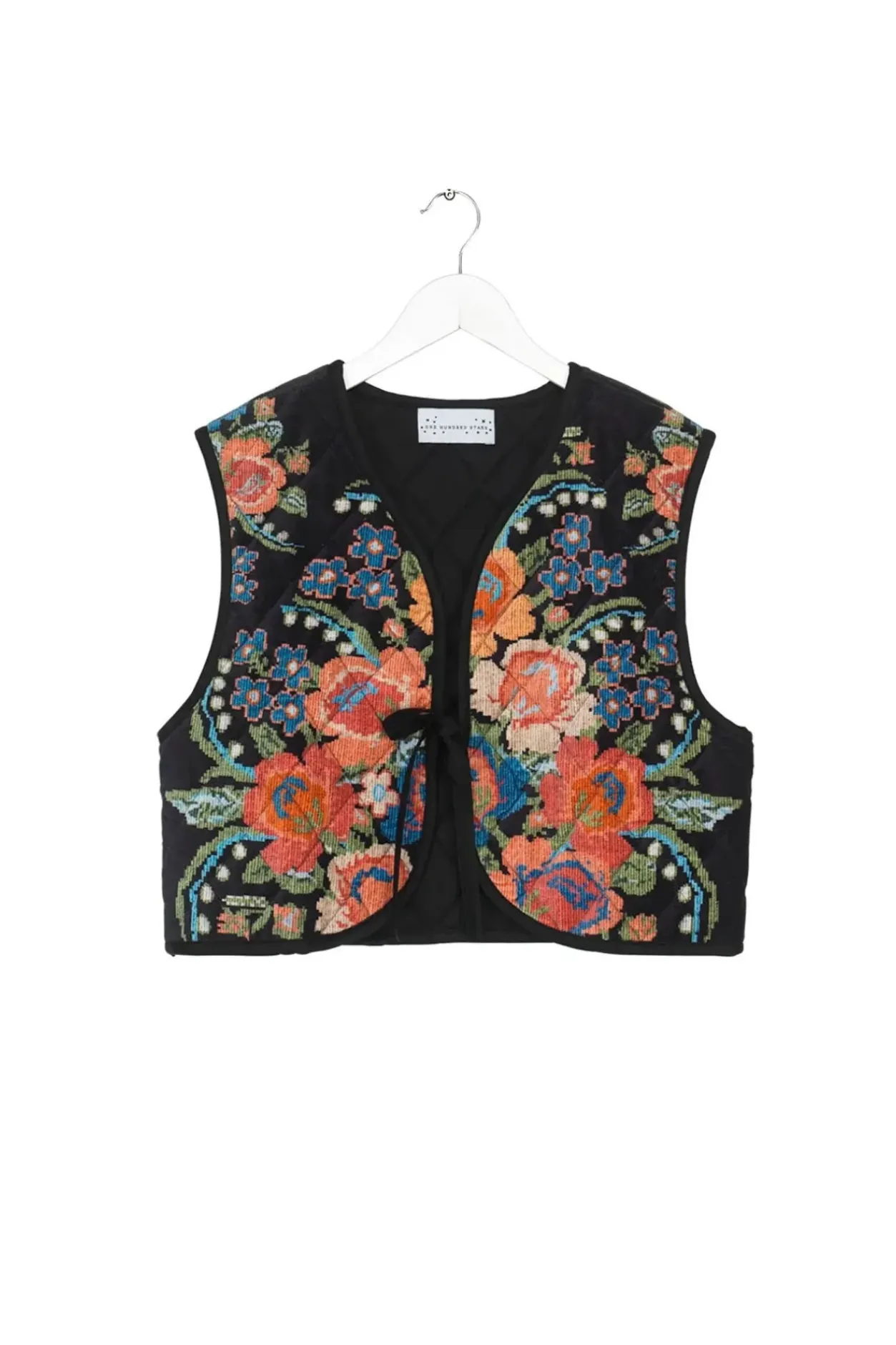 Clearance One Hundred Stars Woven Flower Black Gilet