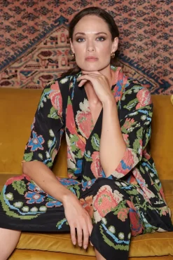 New One Hundred Stars Woven Flower Black Rachel Dress