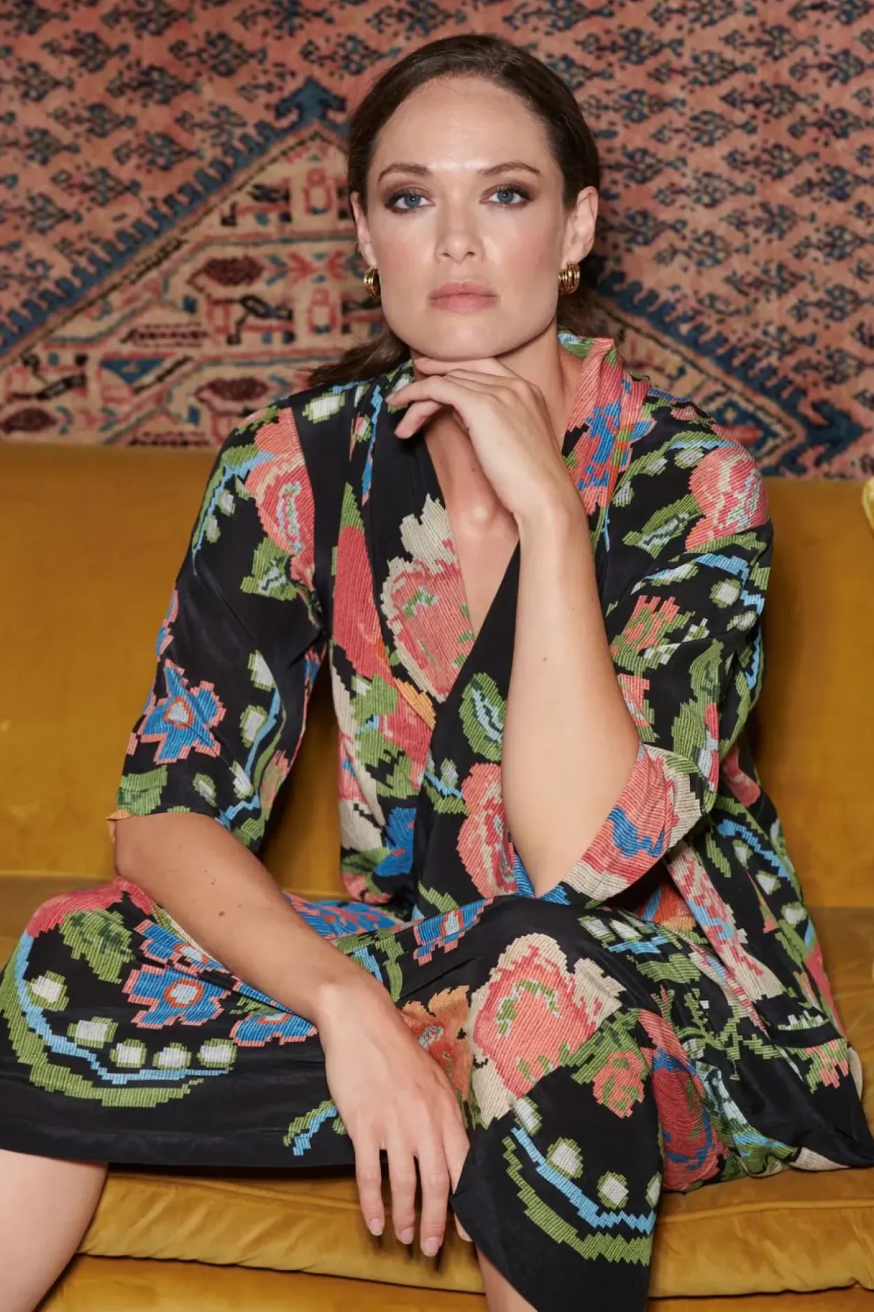 New One Hundred Stars Woven Flower Black Rachel Dress