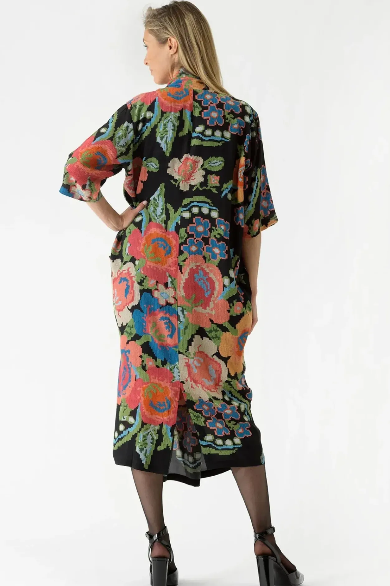 New One Hundred Stars Woven Flower Black Rachel Dress